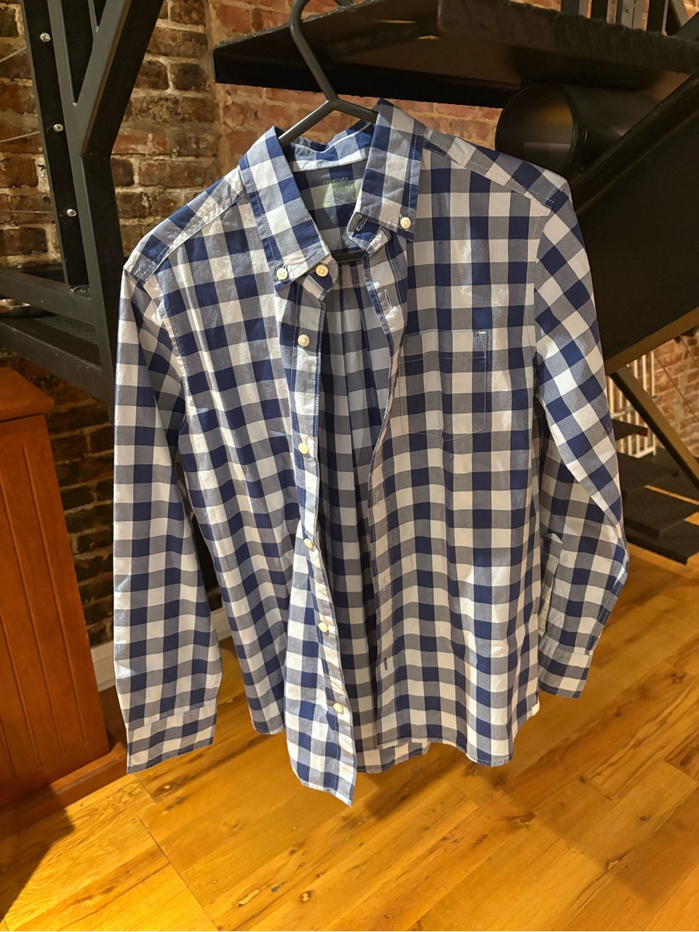 J Crew Crew Cuts Classic Blue and White Plaid Button-Down Shirt - Teen